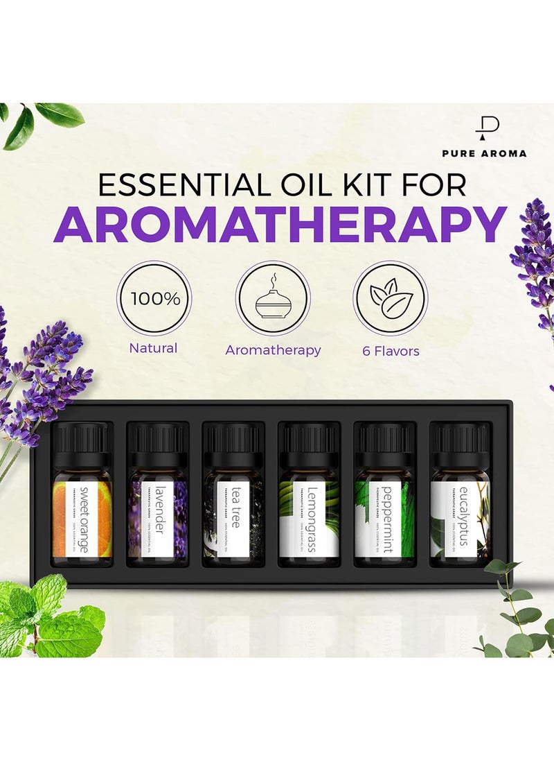 Pure Aroma Essential Oils by Pure Aroma 100% Pure Oils Kit- Top 6 Aromatherapy Oils Gift Set-6 Pack, 10ml(Eucalyptus, Lavender, Lemongrass, Sweet Orange, Peppermint, Tea Tree)  - Image 5