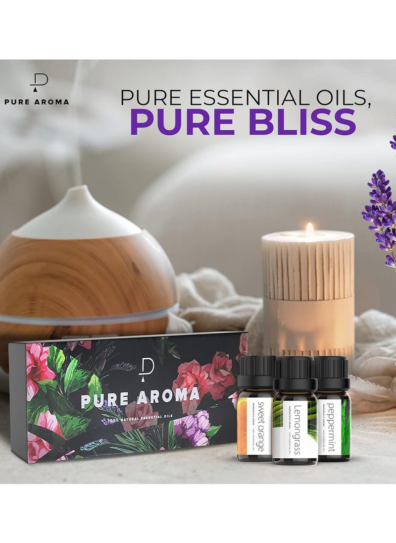 Pure Aroma Essential Oils by Pure Aroma 100% Pure Oils Kit- Top 6 Aromatherapy Oils Gift Set-6 Pack, 10ml(Eucalyptus, Lavender, Lemongrass, Sweet Orange, Peppermint, Tea Tree)  - Image 3
