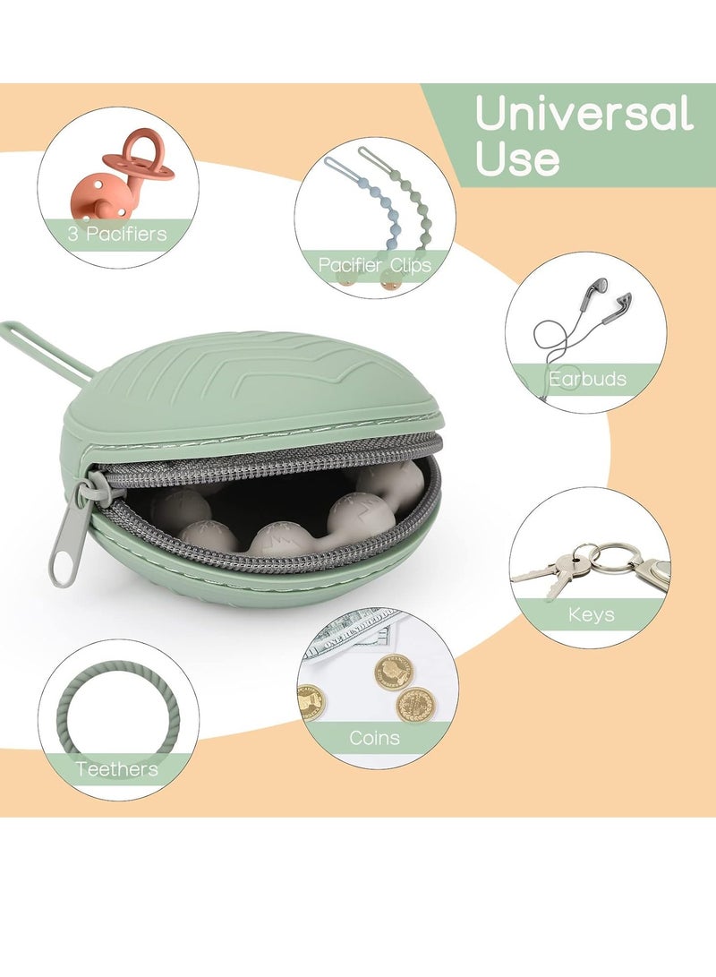 BIGTHREE 2 Packs Silicone Pacifier Holder Case, Newborn Baby Pacifier Holder, Travel Baby Pacifiers Silicone Pouch, Portable Pacifier Container Case for Boys & Girls, Storage Bag  - Image 5