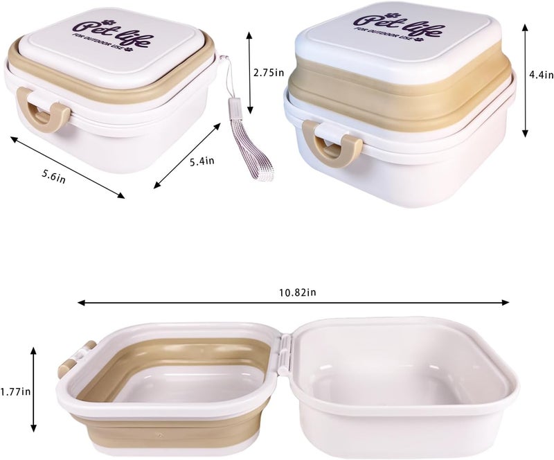 cermug Travel Dog Bowl, Collapsible Dog Bowl, 2-in-1 Pet Food and Water Feeder Bowl for Small Dogs Food Container with Lid BPA Free Suitable for Walking, Traveling, Camping, and Hiking (White) cermug - Image 5