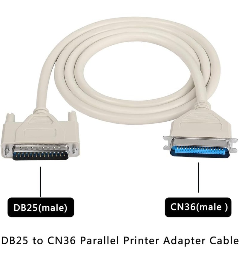 GANIX DB25 Pin Male to Centronics 36 Pin Male Parallel Printer Cable LPT Parallel Printer IEEE-1284, RS-232 28 AWG for IBM PC Dot-Matrix Laser Printer (5 Meter) - Image 2