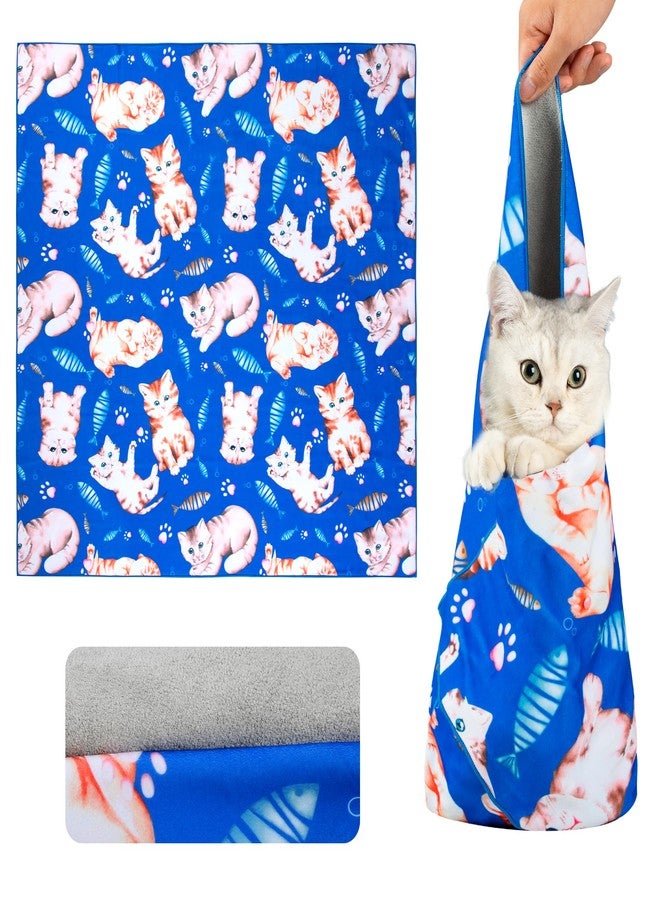Barklincharm 35.4“ Cat Wrap for Cutting Nails Self-Adherent Fabric Cat Wrap for Grooming Cat Restraint for Nail Clipping Anti-Escape Cat Calming Wrap Within 22lbs - Image 1