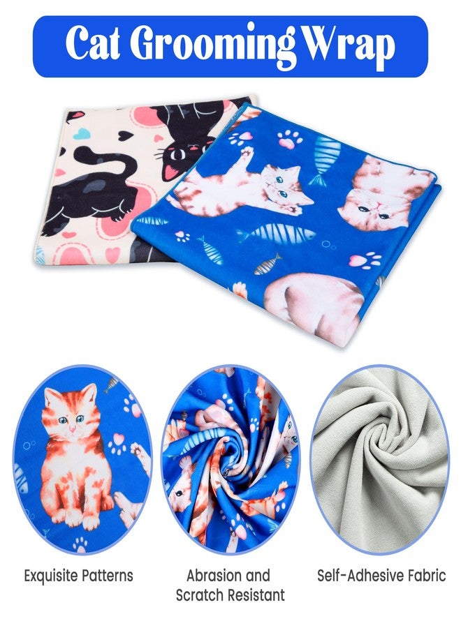 Barklincharm 35.4“ Cat Wrap for Cutting Nails Self-Adherent Fabric Cat Wrap for Grooming Cat Restraint for Nail Clipping Anti-Escape Cat Calming Wrap Within 22lbs - Image 5