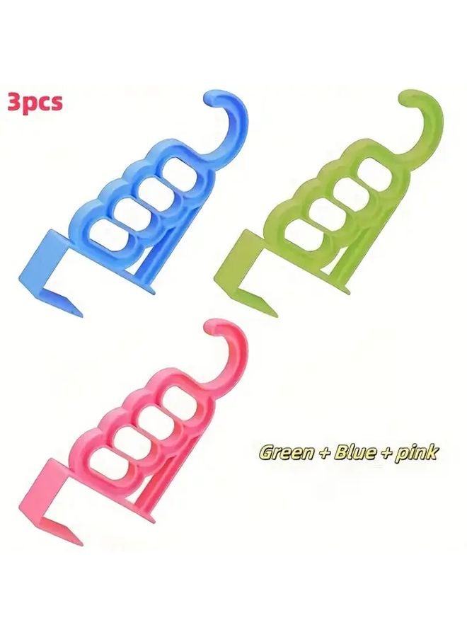 VIAV Foldable Over The Door Hangers Heavy Duty 5 Slot Space Saving Laundry Rack Green Blue Pink - Image 1