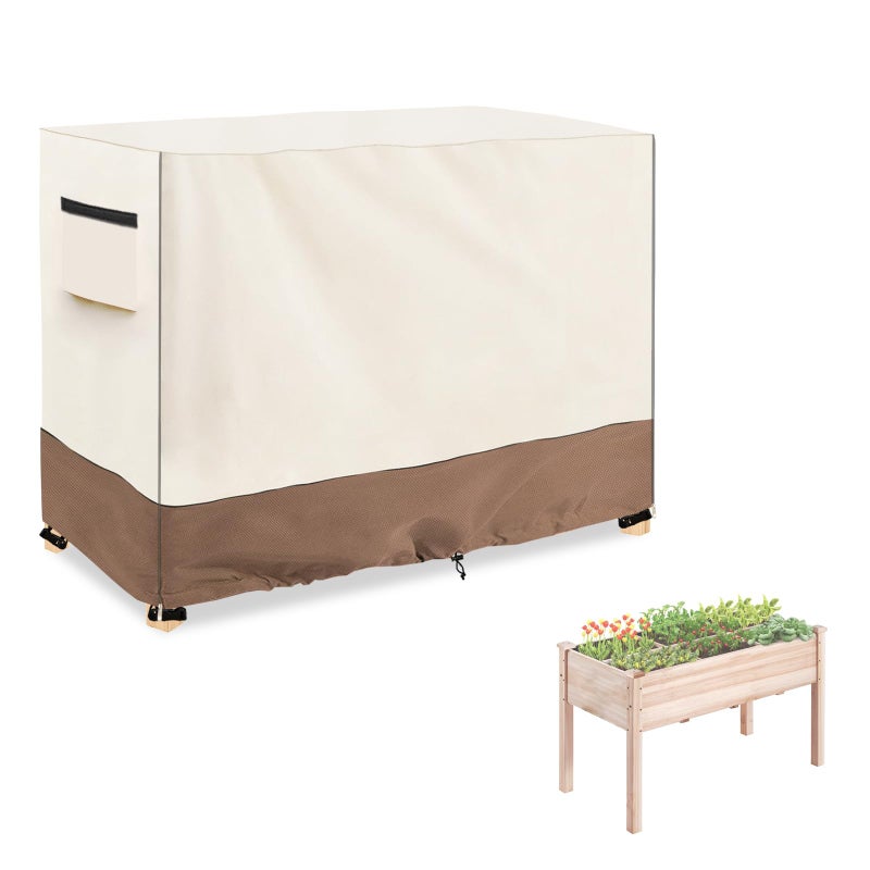 Sobana Outdoor Raised Garden Bed Winter Cover with Split ZipperWaterproof Heavy Duty Cover for 48 x 24 x 30 inch Elevated Wood Planter Box StandBeigeCovers only - Image 2