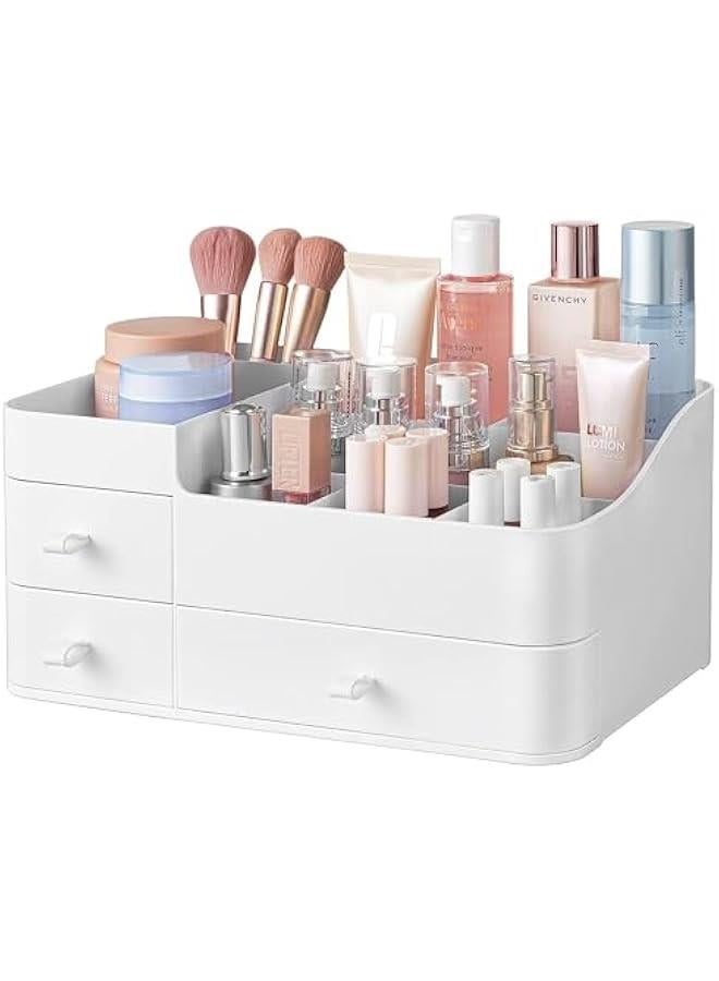 HOOKOR Makeup Organizer with Drawers,Large Capacity Countertop Organizer for Vanity,Bathroom and Bedroom Desk Cosmetics Organizer for Skin Care,Brushes, Eyeshadow, Lotions, Lipstick, Nail Polish - Image 1