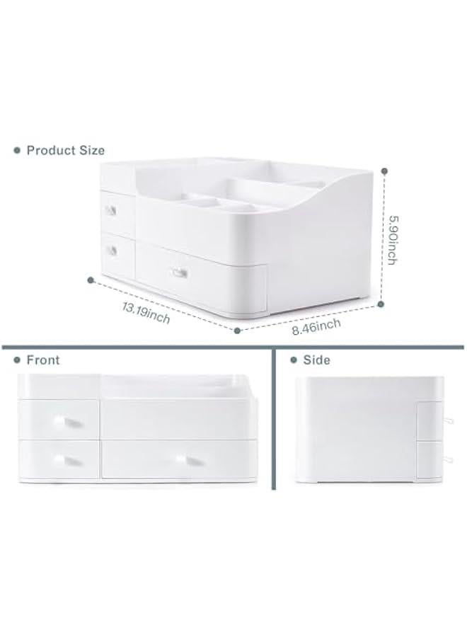 HOOKOR Makeup Organizer with Drawers,Large Capacity Countertop Organizer for Vanity,Bathroom and Bedroom Desk Cosmetics Organizer for Skin Care,Brushes, Eyeshadow, Lotions, Lipstick, Nail Polish - Image 3