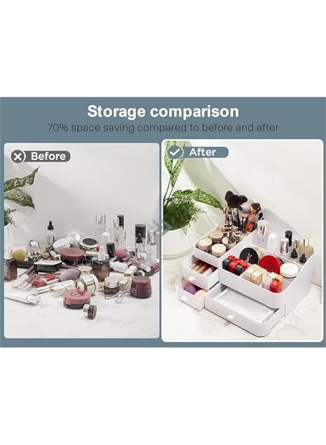 HOOKOR Makeup Organizer with Drawers,Large Capacity Countertop Organizer for Vanity,Bathroom and Bedroom Desk Cosmetics Organizer for Skin Care,Brushes, Eyeshadow, Lotions, Lipstick, Nail Polish - Image 5