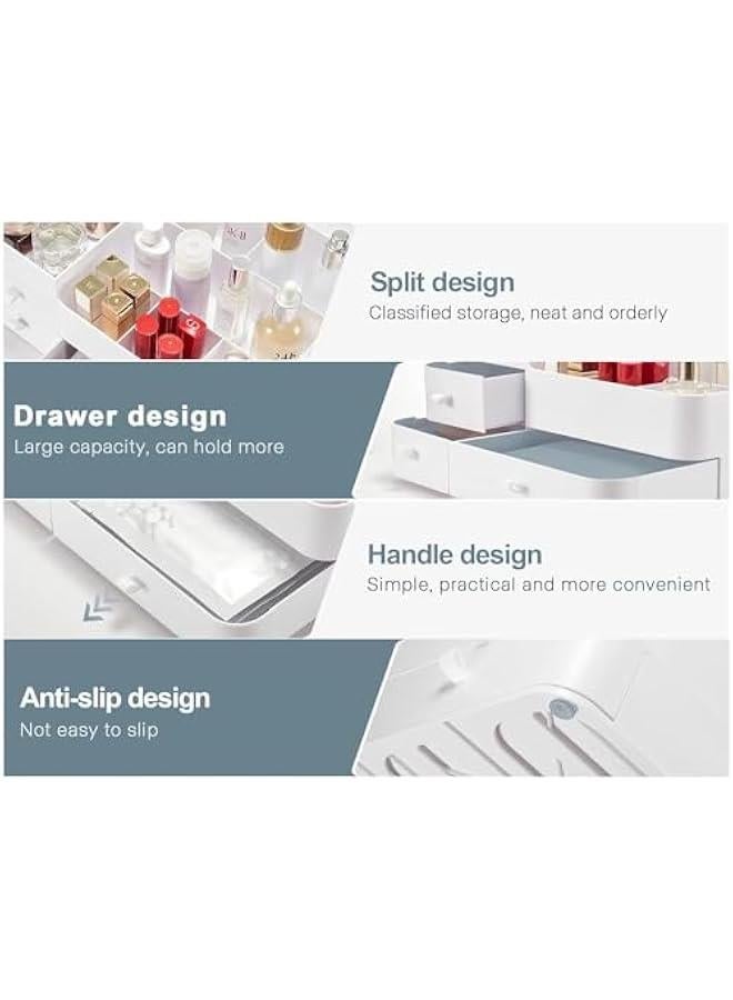 HOOKOR Makeup Organizer with Drawers,Large Capacity Countertop Organizer for Vanity,Bathroom and Bedroom Desk Cosmetics Organizer for Skin Care,Brushes, Eyeshadow, Lotions, Lipstick, Nail Polish - Image 4