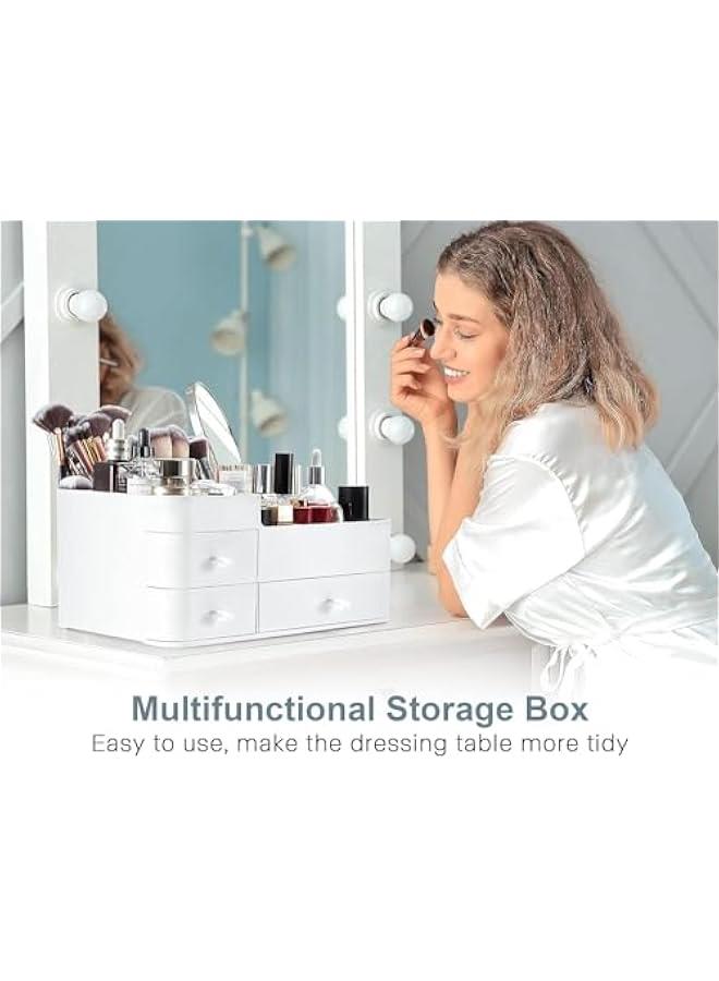 HOOKOR Makeup Organizer with Drawers,Large Capacity Countertop Organizer for Vanity,Bathroom and Bedroom Desk Cosmetics Organizer for Skin Care,Brushes, Eyeshadow, Lotions, Lipstick, Nail Polish - Image 2