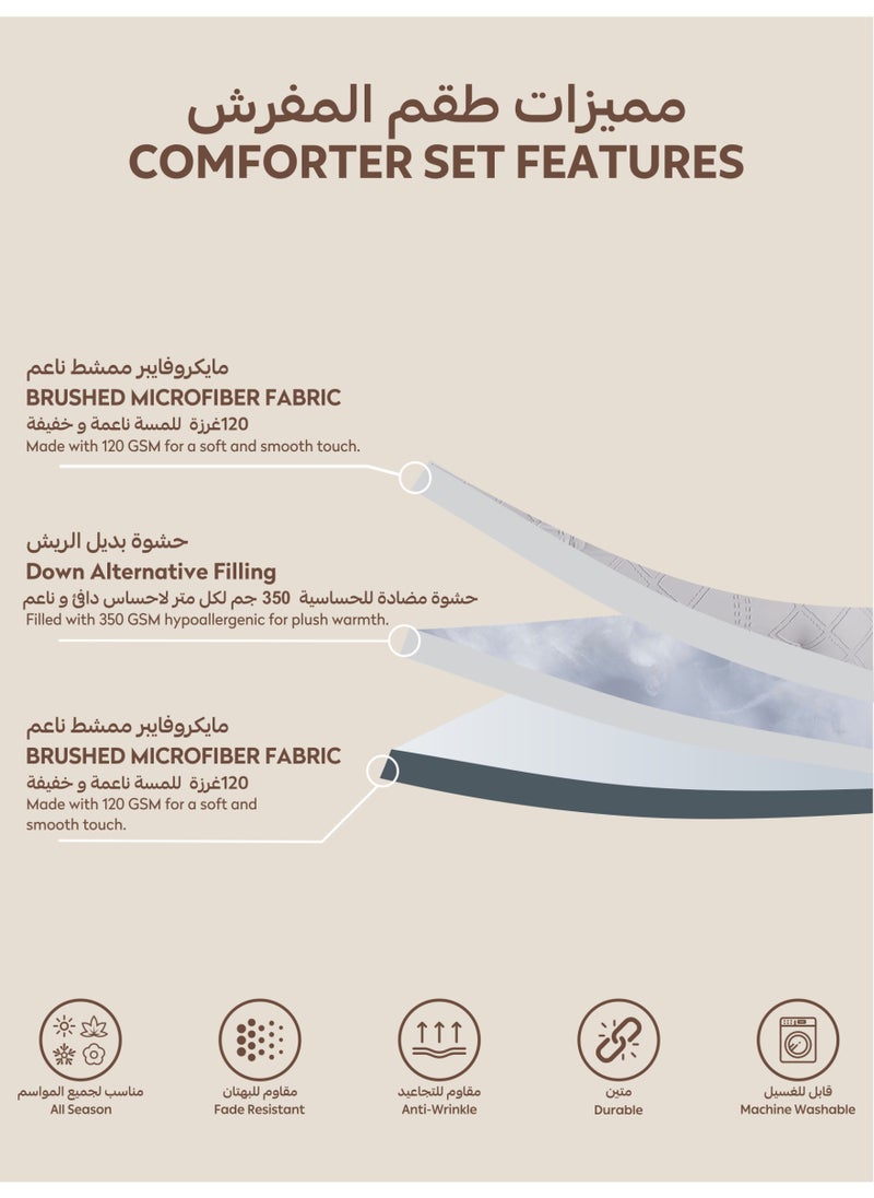 Donetella Bedding Comforter Set Single Size, 4-Pcs Bed Set Fits 140X200 Cms -Tufted Embroidery Set-All Season- 350 GSM Brushed Microfiber (طقم مفرش سرير فندقي)  - Image 4