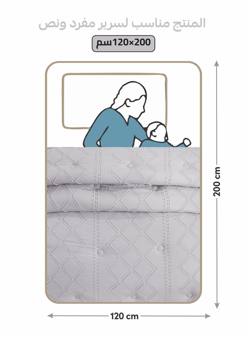 Donetella Bedding Comforter Set Single Size, 4-Pcs Bed Set Fits 140X200 Cms -Tufted Embroidery Set-All Season- 350 GSM Brushed Microfiber (طقم مفرش سرير فندقي)  - Image 2
