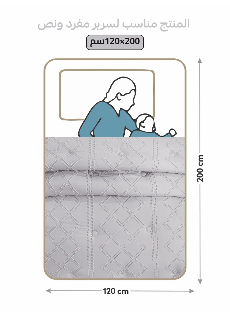 دوناتيلا طقم مفرش توليدو منقوش  4 قطع مفرد ونص 120 × 200 سم حشوة ثابتة رمادي