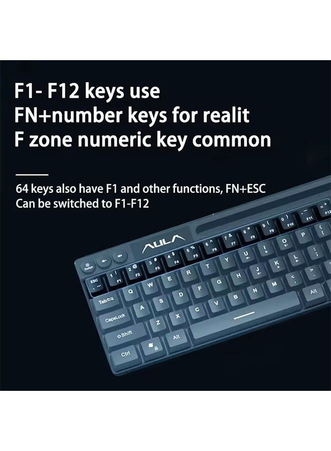 أولا لوحة مفاتيح سلكية AULA F3061، لوحة مفاتيح صغيرة للمكتب والمنزل، لوحة مفاتيح بإضاءة خلفية RGB، لوحة مفاتيح لأجهزة الكمبيوتر المكتبية والكمبيوتر المحمول والألعاب - Image 2