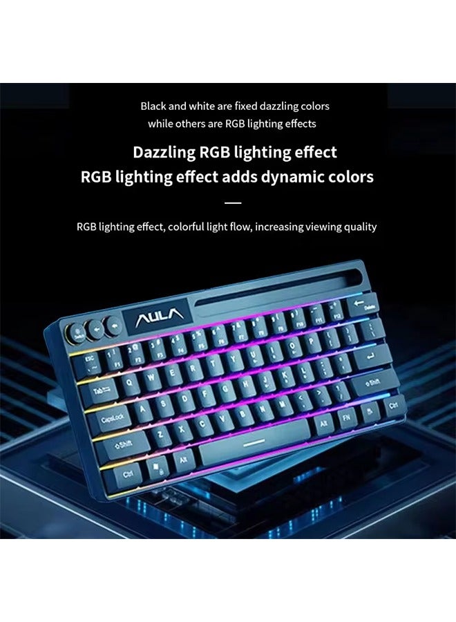 أولا لوحة مفاتيح سلكية AULA F3061، لوحة مفاتيح صغيرة للمكتب والمنزل، لوحة مفاتيح بإضاءة خلفية RGB، لوحة مفاتيح لأجهزة الكمبيوتر المكتبية والكمبيوتر المحمول والألعاب - Image 3
