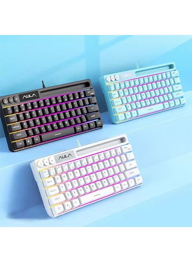 أولا لوحة مفاتيح سلكية AULA F3061، لوحة مفاتيح صغيرة للمكتب والمنزل، لوحة مفاتيح بإضاءة خلفية RGB، لوحة مفاتيح لأجهزة الكمبيوتر المكتبية والكمبيوتر المحمول والألعاب - Image 5