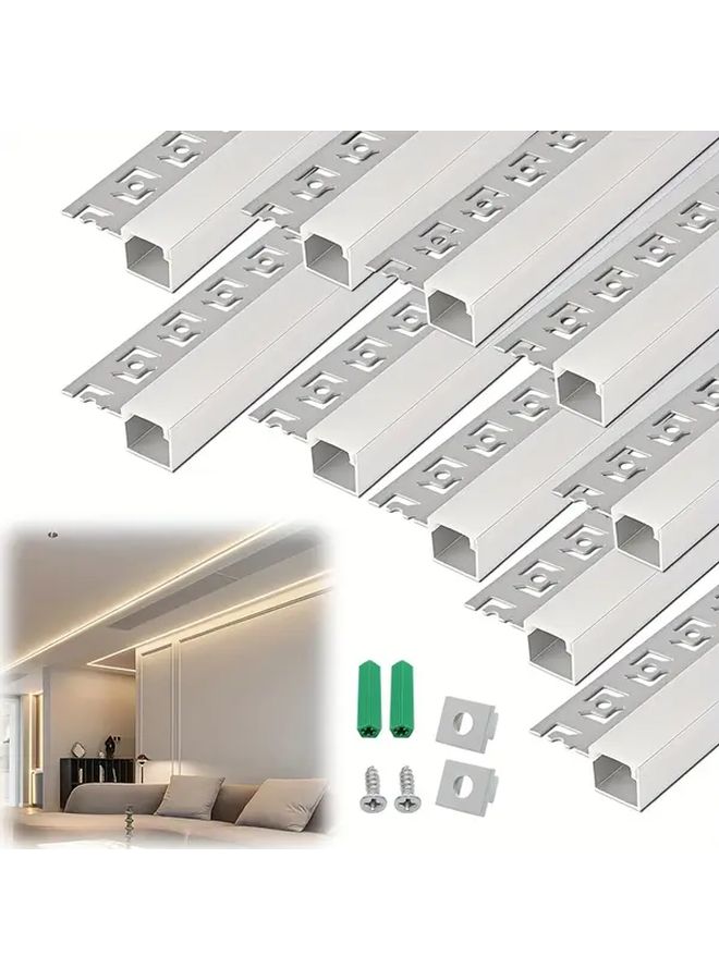 أضواء شريطية LED من الألومنيوم الفضي بطول 3.3 قدم، شريط مدمج مسبقًا لأسقف الجبس الجافة - Image 1