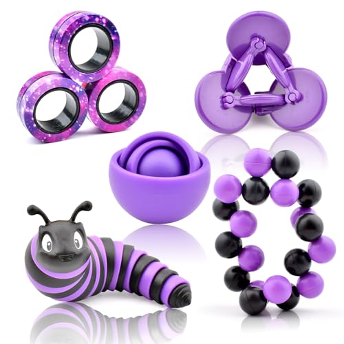 ASIOWELY Fidget Toys Kids Pack Autism Sensory Toys Set for Adults Fidget Spinner Slug Magnetic Rings Cool Gadget for Men Boys Teens ADHD Stress Relief Desk Toy Gift Idea - Image 1