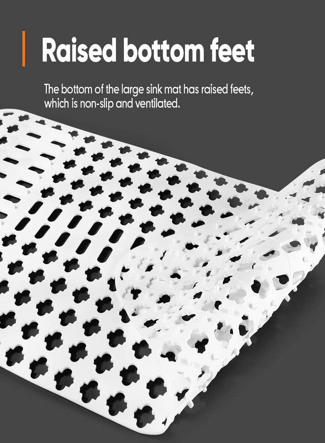 Moryimi Silicone Sink Mat Large, White Silicone Sink Mats and Protectors, Silicone Sink Protector with Cutout Drain Holes for Kitchen Farmhouse Stainless Steel Ceramic Sink 25"x13" - Image 5
