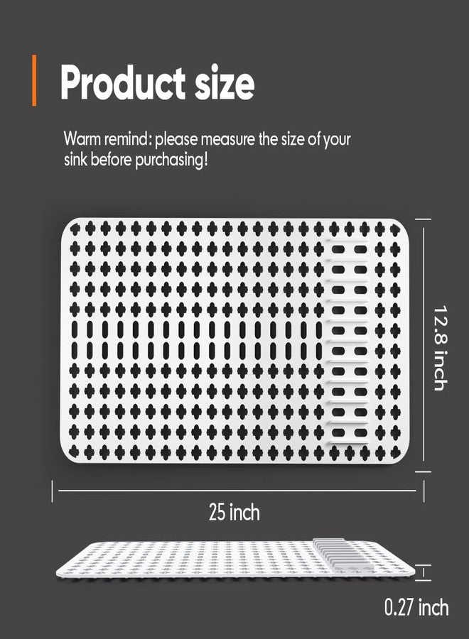 Moryimi Silicone Sink Mat Large, White Silicone Sink Mats and Protectors, Silicone Sink Protector with Cutout Drain Holes for Kitchen Farmhouse Stainless Steel Ceramic Sink 25"x13" - Image 3
