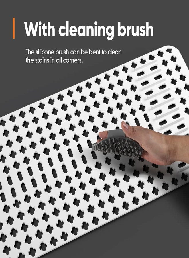 Moryimi Silicone Sink Mat Large, White Silicone Sink Mats and Protectors, Silicone Sink Protector with Cutout Drain Holes for Kitchen Farmhouse Stainless Steel Ceramic Sink 25"x13" - Image 4