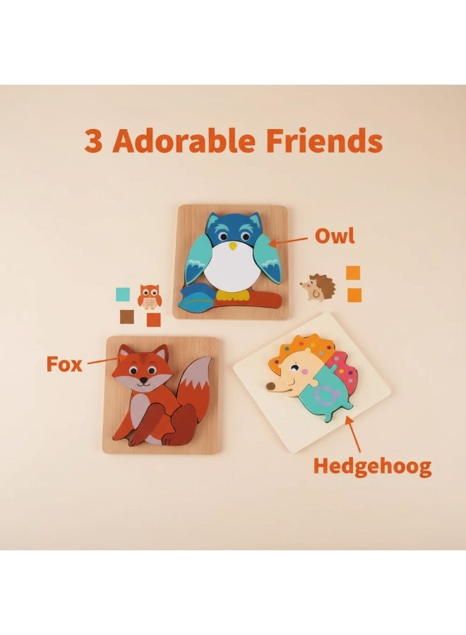 Y&D 3 Piece Set Children's Wooden 3D Puzzle Toy - Image 1