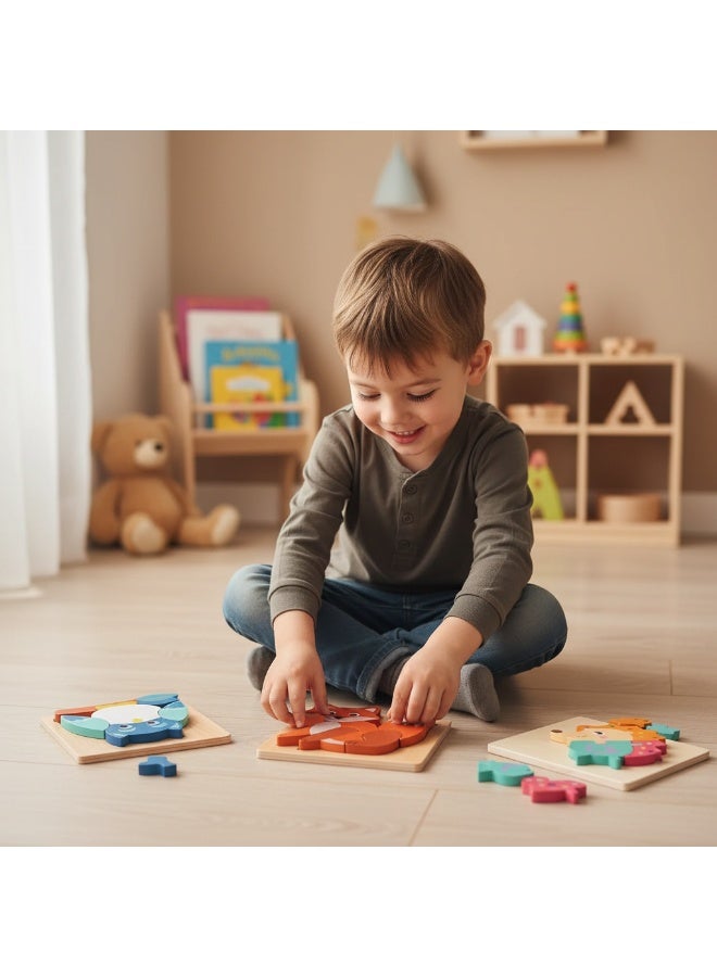 Y&D 3 Piece Set Children's Wooden 3D Puzzle Toy - Image 3