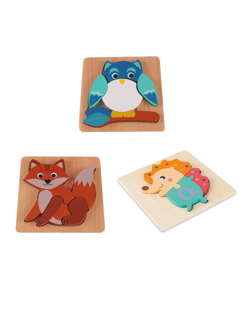 Y&D 3 Piece Set Children's Wooden 3D Puzzle Toy - Image 1