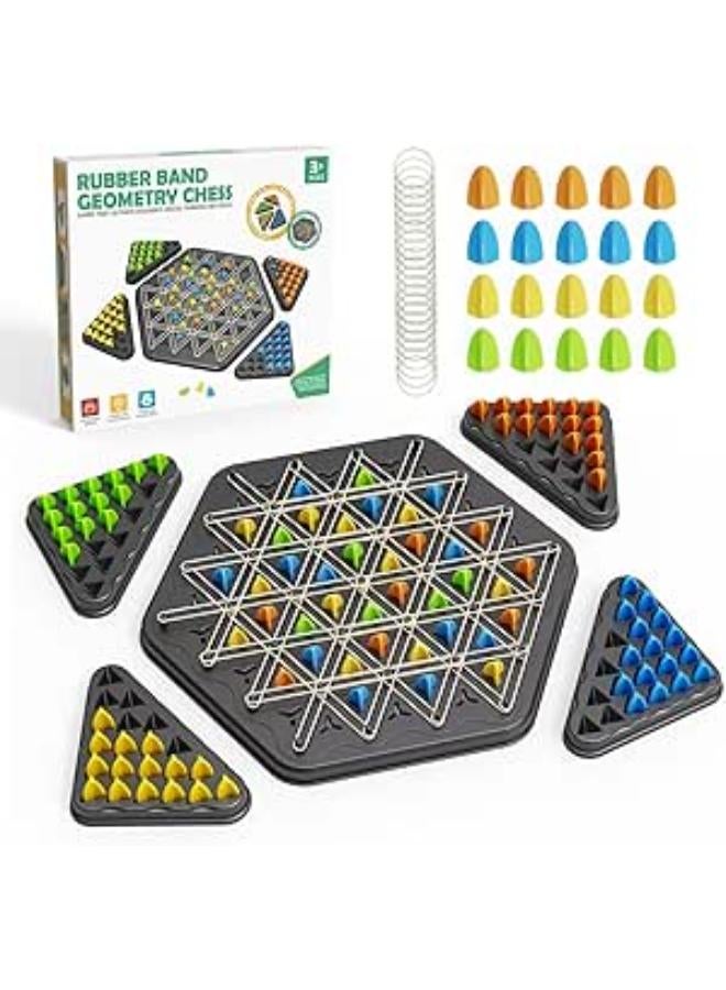 Chain Triangle Chess Game, Strategy Board Games for Kids 4-6-8-12, Chess Board Games for Adults, Family Games for Kids Adults, Triangle Rubber Band Game 2 to 4 Players Christmas Birthday