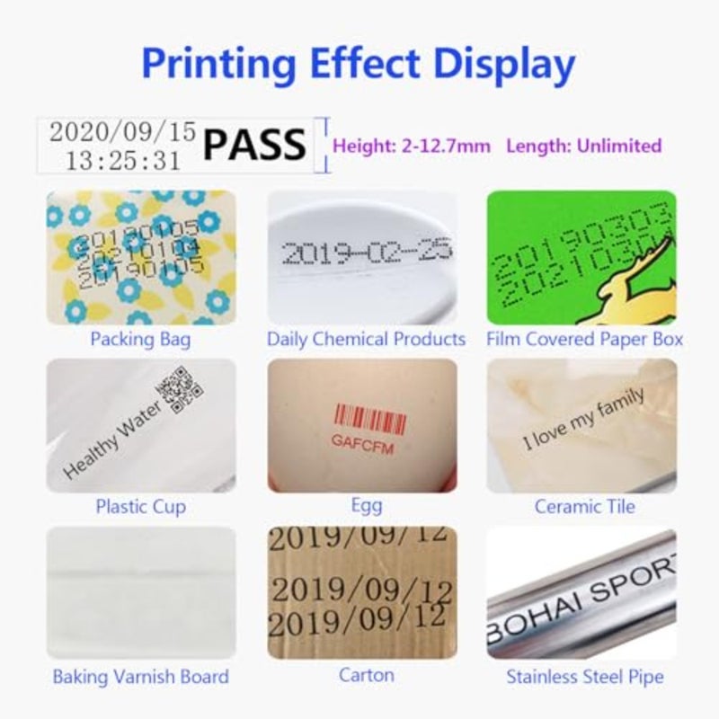 Portable Handheld Printer, Inkjet Label Printer 12.7mm Production Date Time Batch Number Handheld Inkjet Printer, Quick Dry Ink Cartridge, Intelligent 360° Coding Machine - Image 3