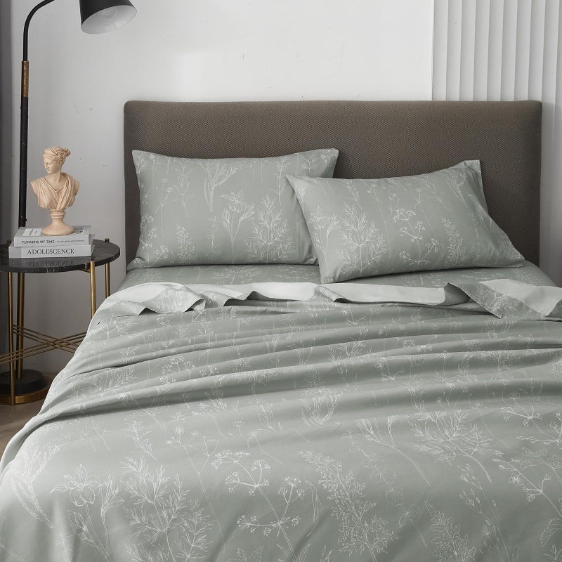 HYPREST Grey King Size Sheets, 18 Inch Deep Pocket King Sheets Botanical Pattern Sheet Luxury Rustic Soft Hotle Quality-1800 Threat Count - Image 4