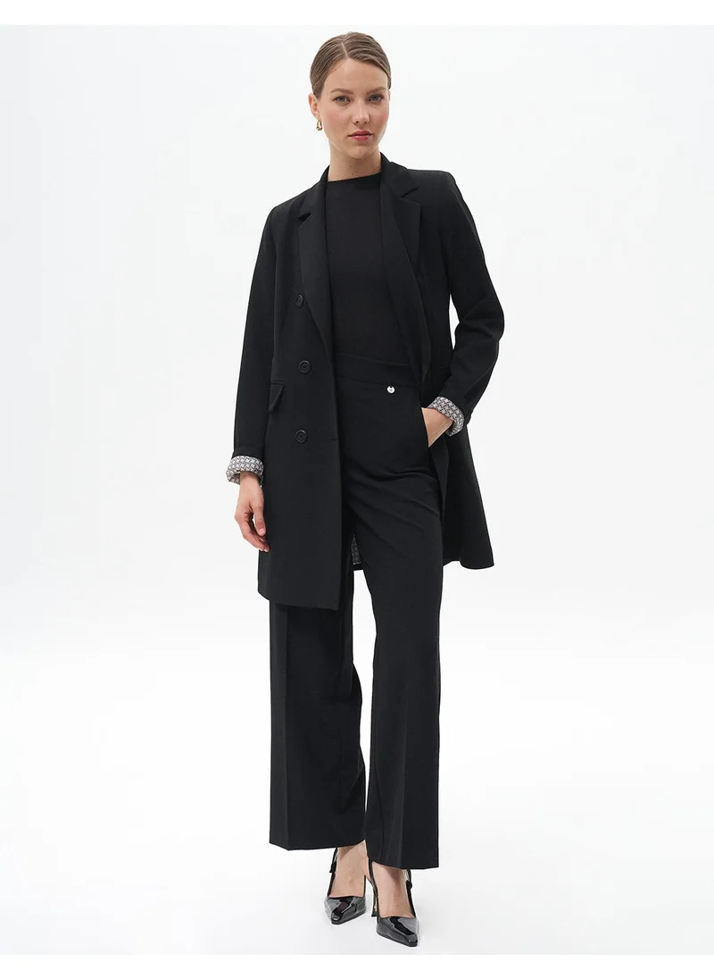 Kayra Pressed Crease Wide-Leg Pants Black