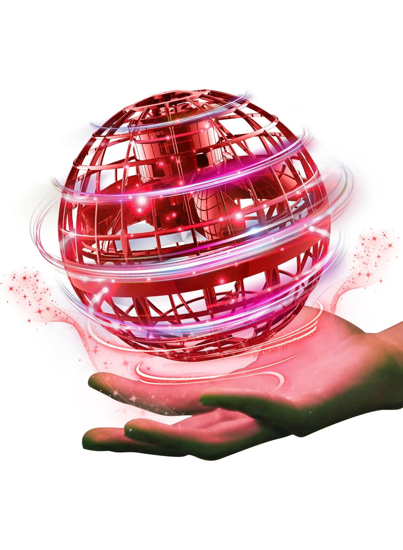 Flying Orb Ball 2025, Hand Controlled Boomerang Spinner Mini Drone Cosmic Globe Toy, Cool Toys Gift for 6 7 8 9 10+ Year Old Boys Girls Teens Outdoor Toys(Red)
