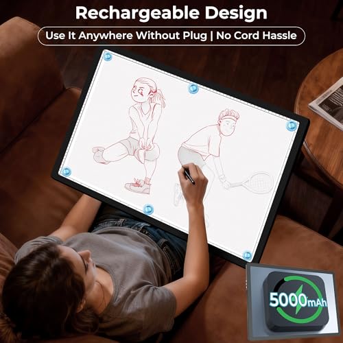 Bylitodt Rechargeable A2 Extra Large Light Board for Diamond Painting, Magnetic Copy Pad with Side Button, 3Color Modes 25.2 "x 18.4" LED Light Box for Tracing and Drawing, Sketching, Weeding Vinyl - Image 3