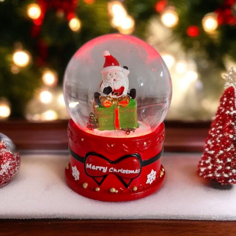 كرة ماء عيد الميلاد المضيئة والمتغيرة الألوان - زينة رأس السنة - إضاءة كرة ماء عيد الميلاد (سانتا على الصندوق)