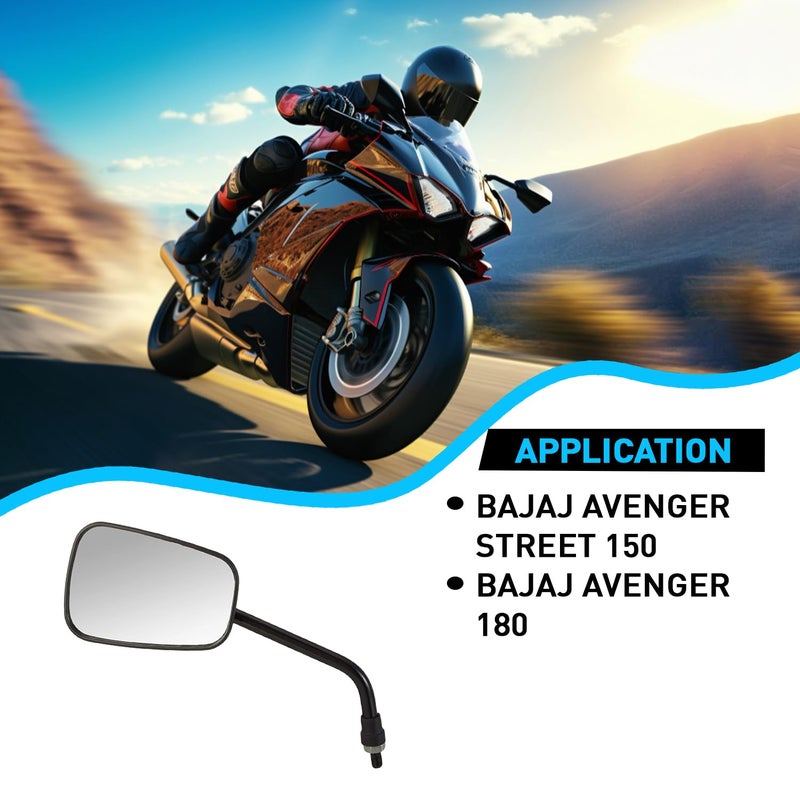 UNO Minda RV-1008L Shatterproof Glass Rear View Mirror Left Hand for Bajaj Avenger Street 150/ Avenger Street 180 - Image 4