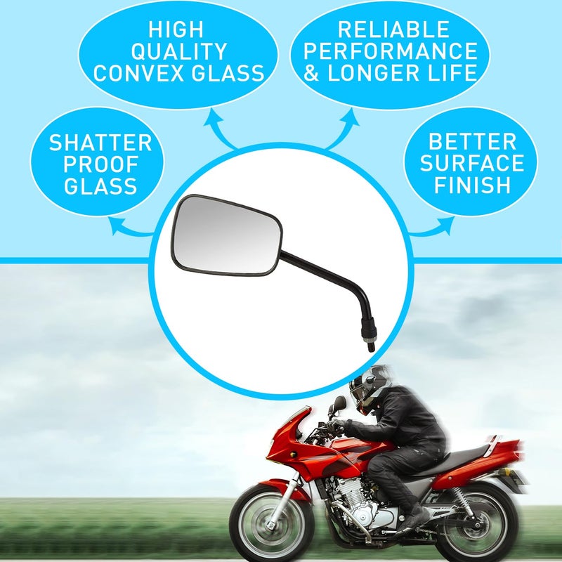 UNO Minda RV-1008L Shatterproof Glass Rear View Mirror Left Hand for Bajaj Avenger Street 150/ Avenger Street 180 - Image 3