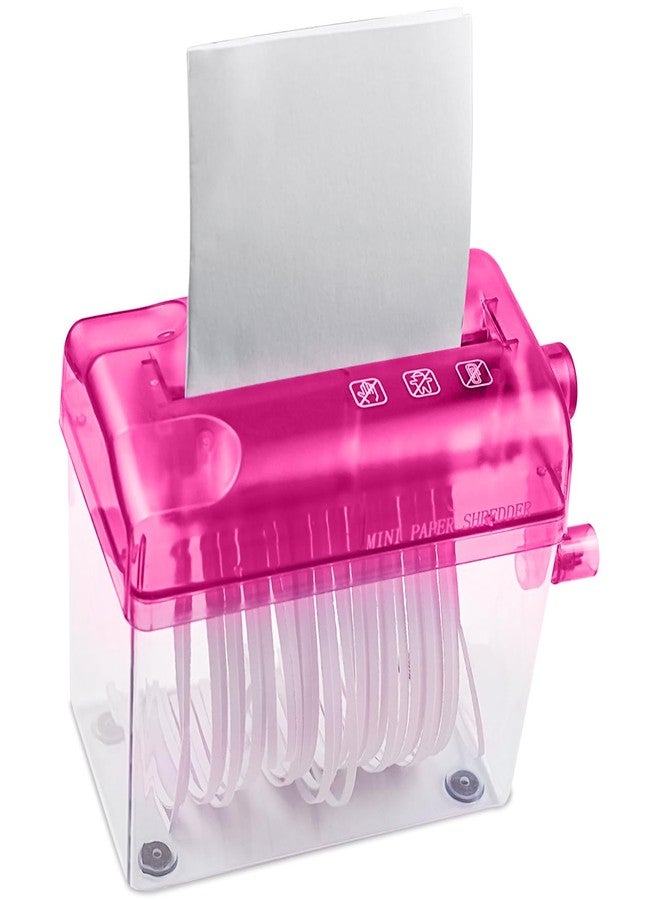 JIKIOU Mini Hand Shredder Portable Paper Shredder Manual Shredder Documents Paper Cutting Tool Home Office Desktop Stationery Red - Image 1