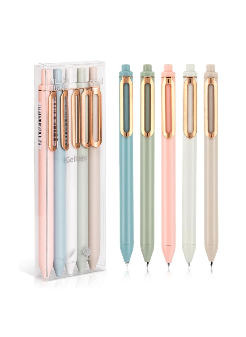 SYOSI Gel Pens, 5 Pcs 0.5mm Retractable Quick Dry Black Ink Fine Point Rolling Ball Gel Pen, High-End Series Pens for Journaling Note Taking, Smooth Writing, Home School Office Supplies  - Image 1