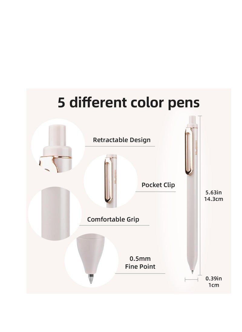 SYOSI Gel Pens, 5 Pcs 0.5mm Retractable Quick Dry Black Ink Fine Point Rolling Ball Gel Pen, High-End Series Pens for Journaling Note Taking, Smooth Writing, Home School Office Supplies  - Image 2