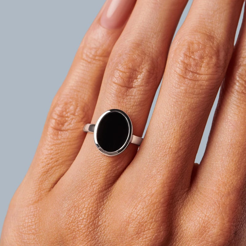 Moon Magic | Black Obsidian Ring | Onyx Ring for women Multi Color/Real 925 Sterling Silver | 18k Rose Yellow Gold Birthstone Rings for Women/Genuine Gemstones - Image 2