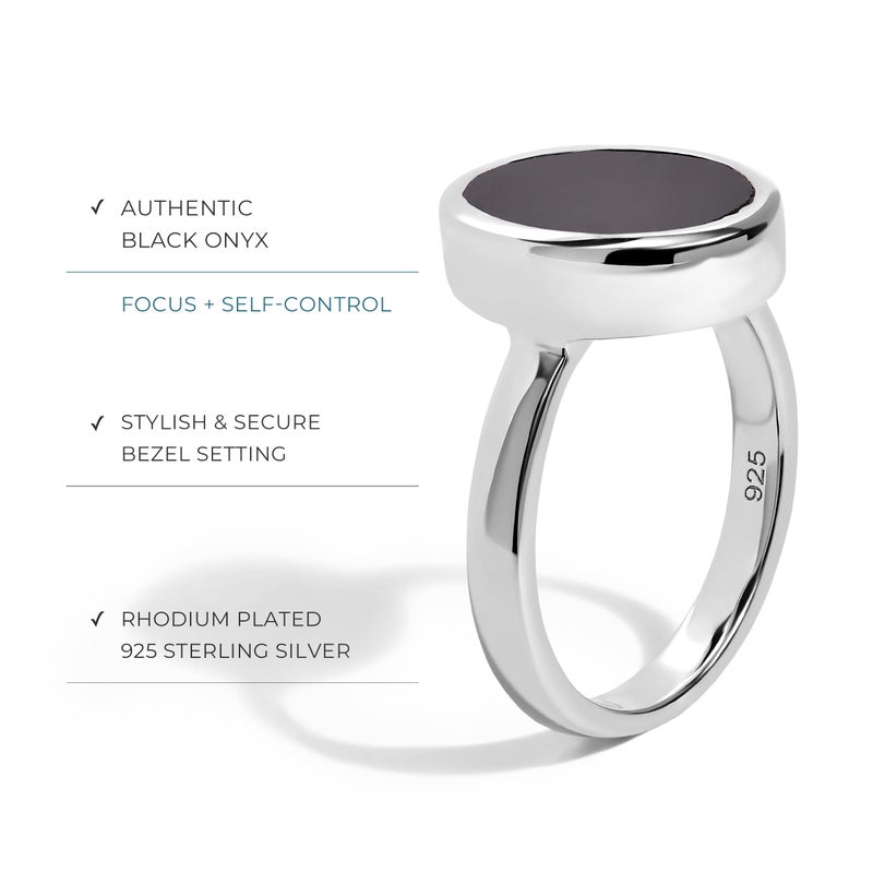 Moon Magic | Black Obsidian Ring | Onyx Ring for women Multi Color/Real 925 Sterling Silver | 18k Rose Yellow Gold Birthstone Rings for Women/Genuine Gemstones - Image 3