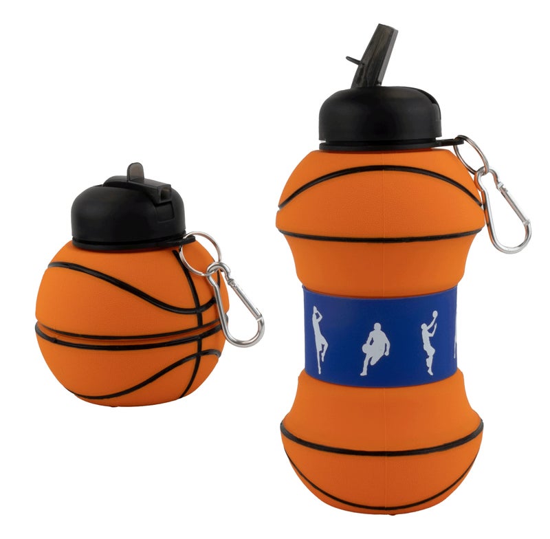 Maccabi Art Clip-On Collapsible 1 Liter  34 oz. size BPA-Free Silicone Basketball Large Water Bottle for Kids - Image 1