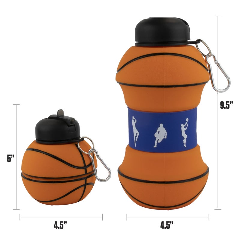 Maccabi Art Clip-On Collapsible 1 Liter  34 oz. size BPA-Free Silicone Basketball Large Water Bottle for Kids - Image 3
