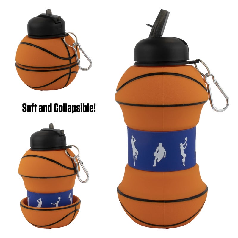 Maccabi Art Clip-On Collapsible 1 Liter  34 oz. size BPA-Free Silicone Basketball Large Water Bottle for Kids - Image 4