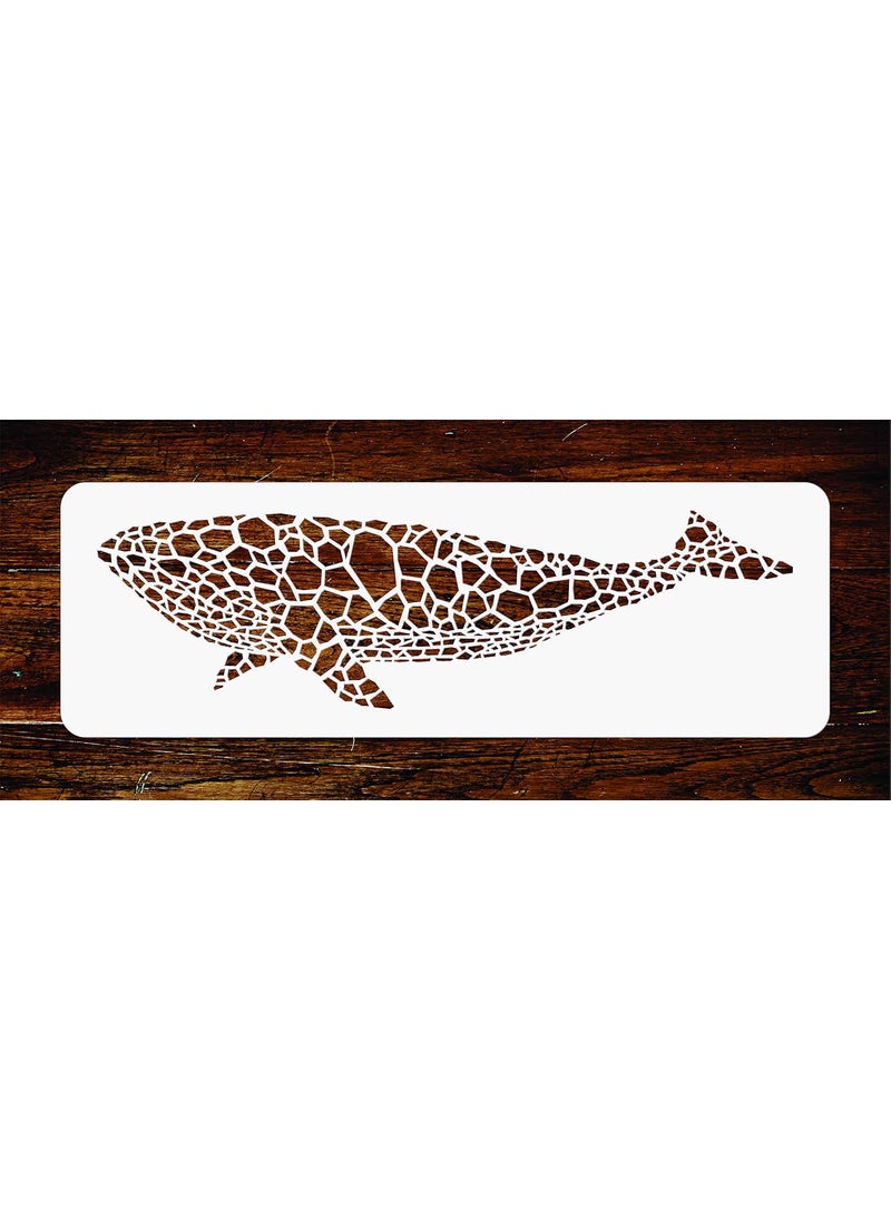 Usnyabni Whale Stencil - 16 x 4.5 inch - Reusable Mosaic Fish Blue Whale Wall Stencils Template - Use on Paper Projects Scrapbook Journal Walls Floors Fabric Furniture Glass Wood etc.  - Image 2
