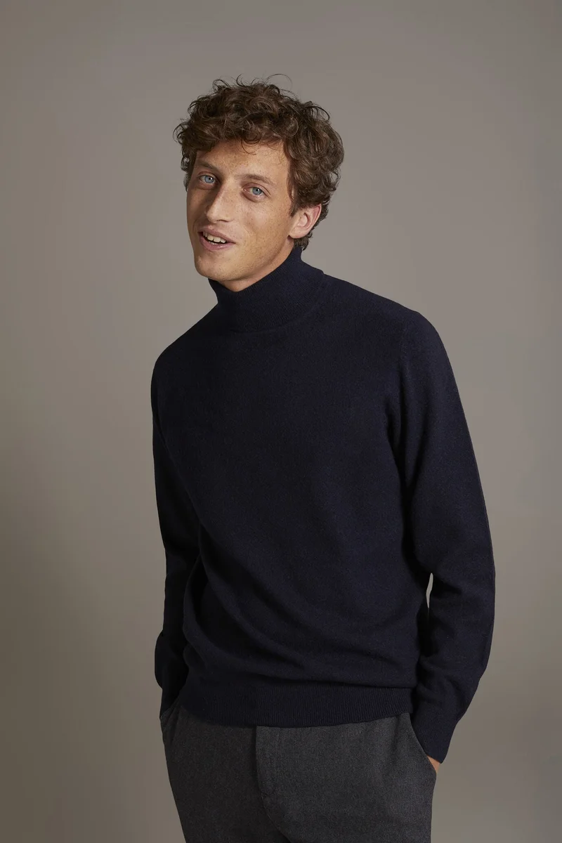 دوبل غانغر Turtleneck lambswool blend sweater - DK Blue