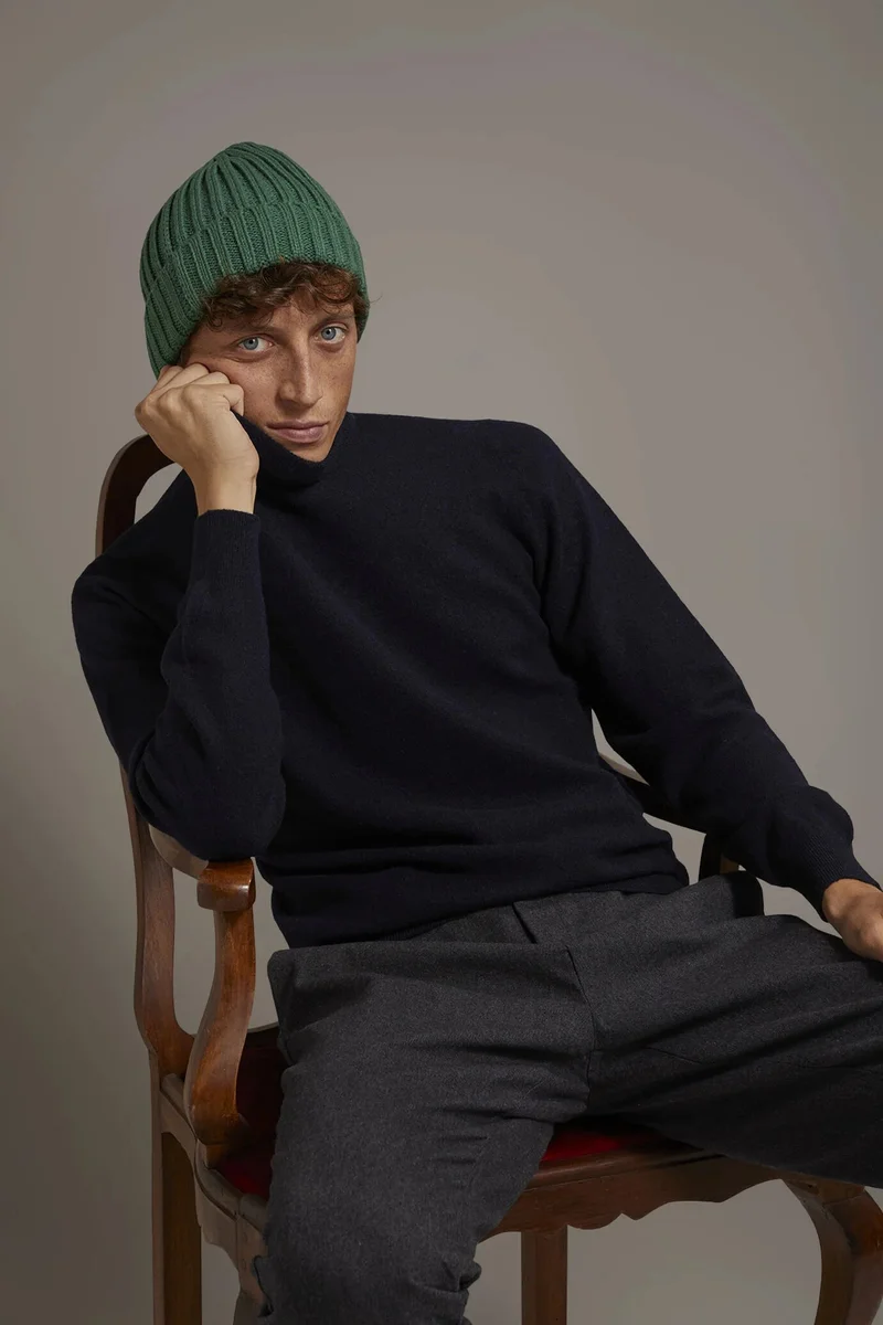 دوبل غانغر Turtleneck lambswool blend sweater - DK Blue
