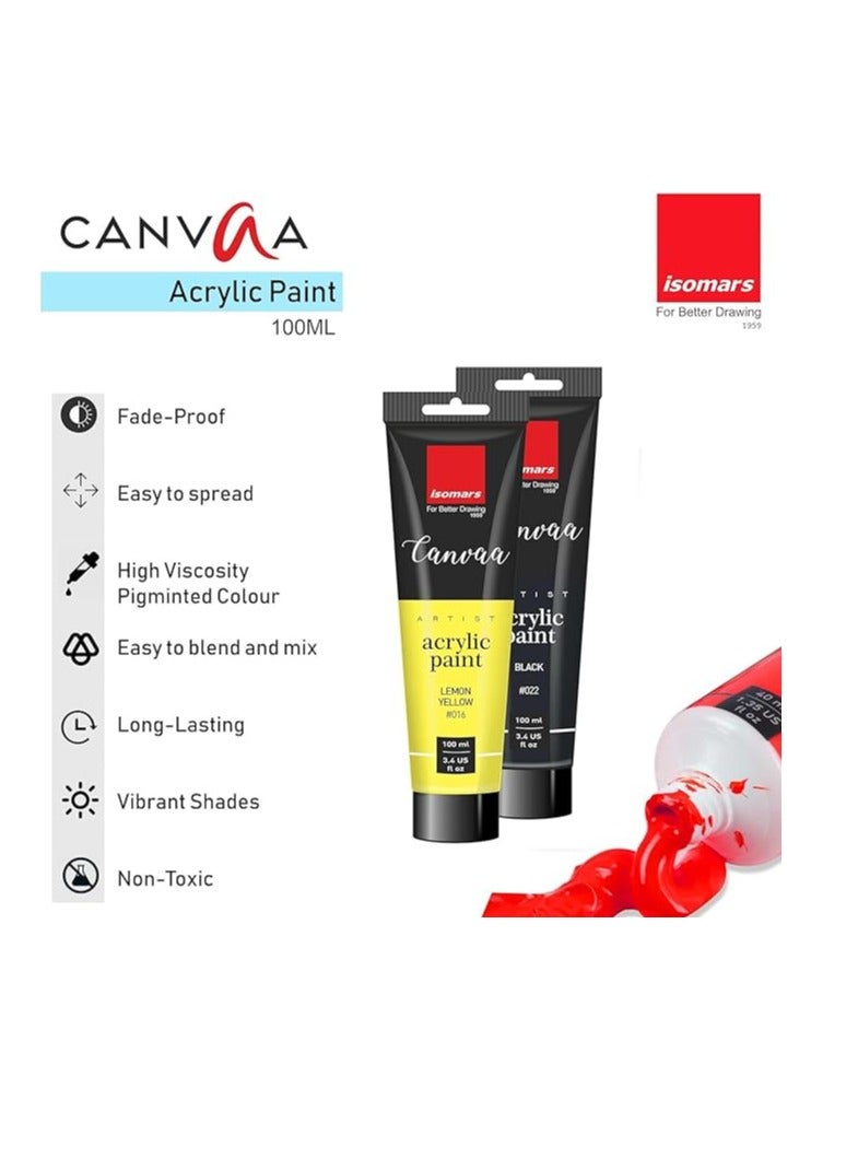 Isomers Canvaa Acrylic Paint 100ml Vibrant Pigmented & Fadeproof Colors - ARTIST SERIES - For Canvas Painting, Scrap Book, Paper Board, Wood & Terracotta Sap Green - Image 2