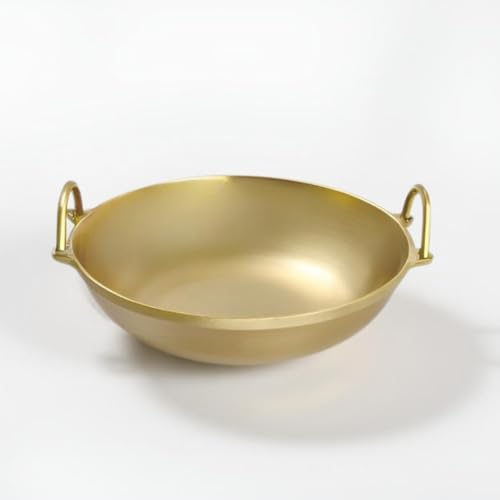 NUTRION Bronze Kadhai 20Cm/ 0.8L with Insulated Heat-Resistant Handle | Handcrafted Traditional Cookware for Indian Cooking 100% Pure Bronze Kadhai Tin Coated Kadai - Image 1